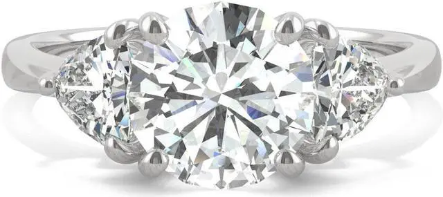 Alt view image 4 of 7 - 14K White Gold Moissanite by Charles & Colvard 8mm Round Engagement Ring-size 5 2.70cttw DEW