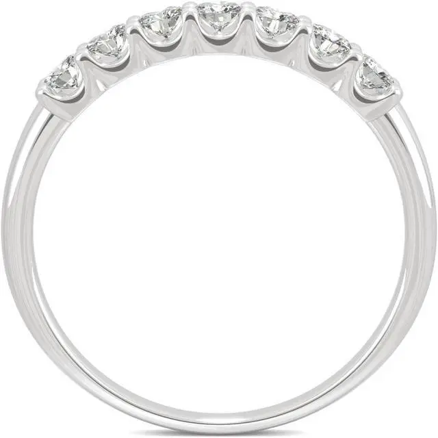 Alt view image 3 of 7 - 14K White Gold Moissanite by Charles & Colvard 2.5mm Round Wedding Band-size 7 0.42cttw DEW