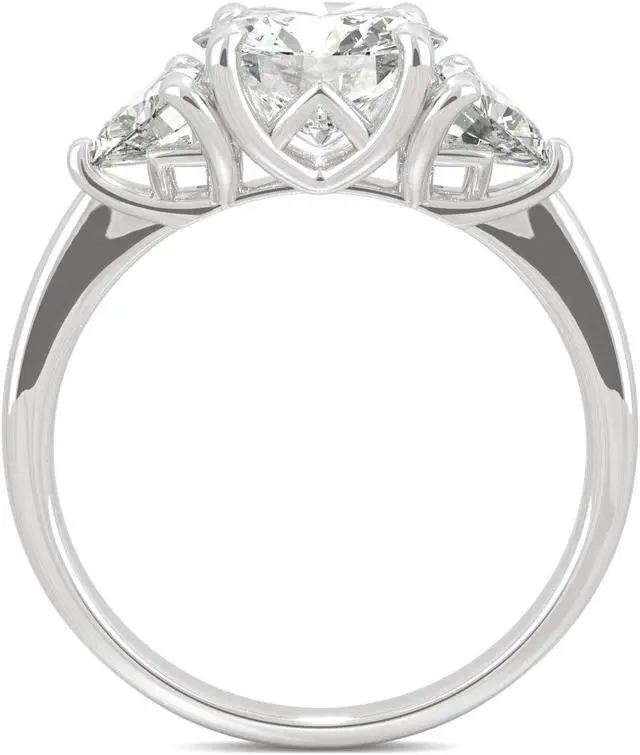Alt view image 3 of 7 - 14K White Gold Moissanite by Charles & Colvard 8mm Round Engagement Ring-size 5 2.70cttw DEW