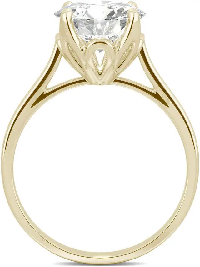 Alt view image 3 of 7 - 14K Yellow Gold Moissanite by Charles & Colvard 9mm Round Engagement Ring-size 6 2.70ct DEW
