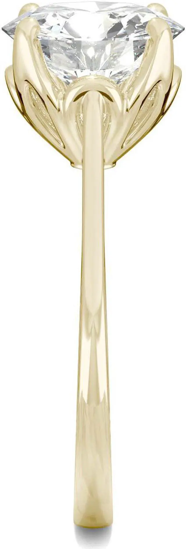 Alt view image 5 of 7 - 14K Yellow Gold Moissanite by Charles & Colvard 9mm Round Engagement Ring-size 6 2.70ct DEW