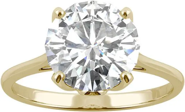 Main image of 14K Yellow Gold Moissanite by Charles & Colvard 9mm Round Engagement Ring-size 6 2.70ct DEW