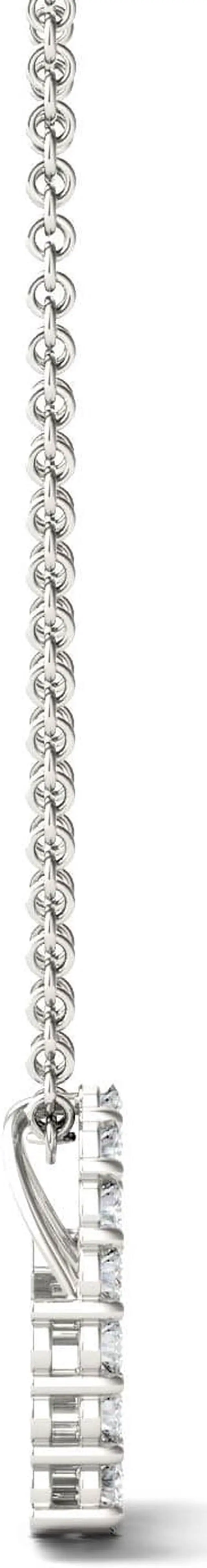 Alt view image 2 of 5 - 14K White Gold Moissanite by Charles & Colvard 1.7mm Round Pendant Necklace 0.28cttw DEW