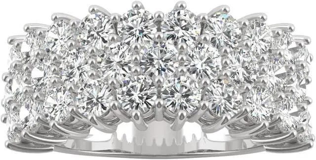 Alt view image 6 of 12 - White Gold 3.0mm Moissanite by Charles & Colvard Round Three-Row Band Size 7 3.00cttw DEW