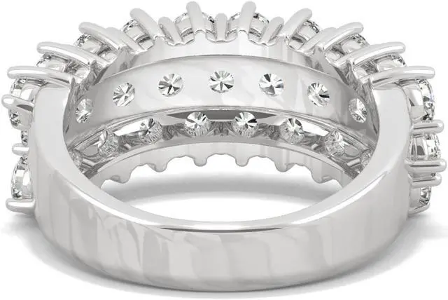 Alt view image 9 of 12 - White Gold 3.0mm Moissanite by Charles & Colvard Round Three-Row Band Size 7 3.00cttw DEW