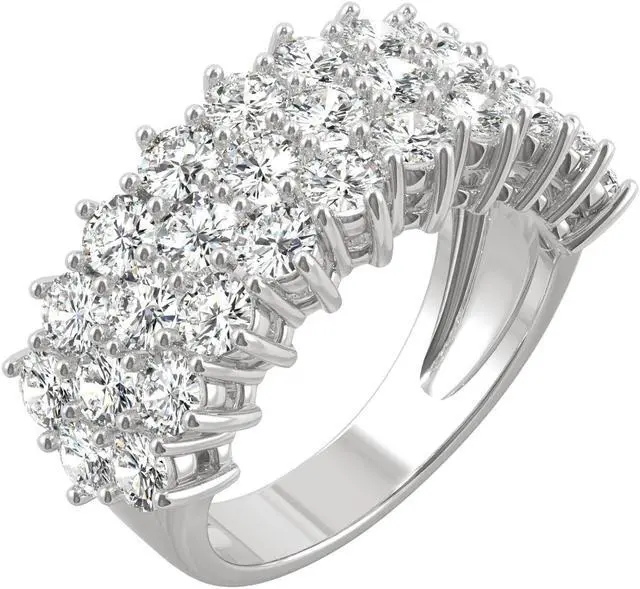 Alt view image 7 of 12 - White Gold 3.0mm Moissanite by Charles & Colvard Round Three-Row Band Size 7 3.00cttw DEW