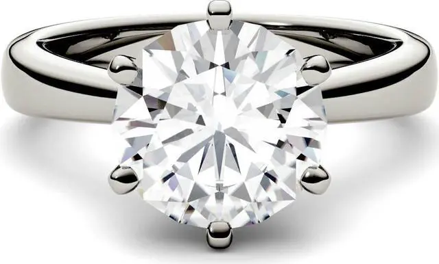 Alt view image 11 of 14 - 14K White Gold Moissanite by Charles & Colvard 9.5mm Round Engagement Ring-size 8 3.10ct DEW