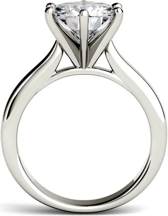 Alt view image 10 of 14 - 14K White Gold Moissanite by Charles & Colvard 9.5mm Round Engagement Ring-size 8 3.10ct DEW