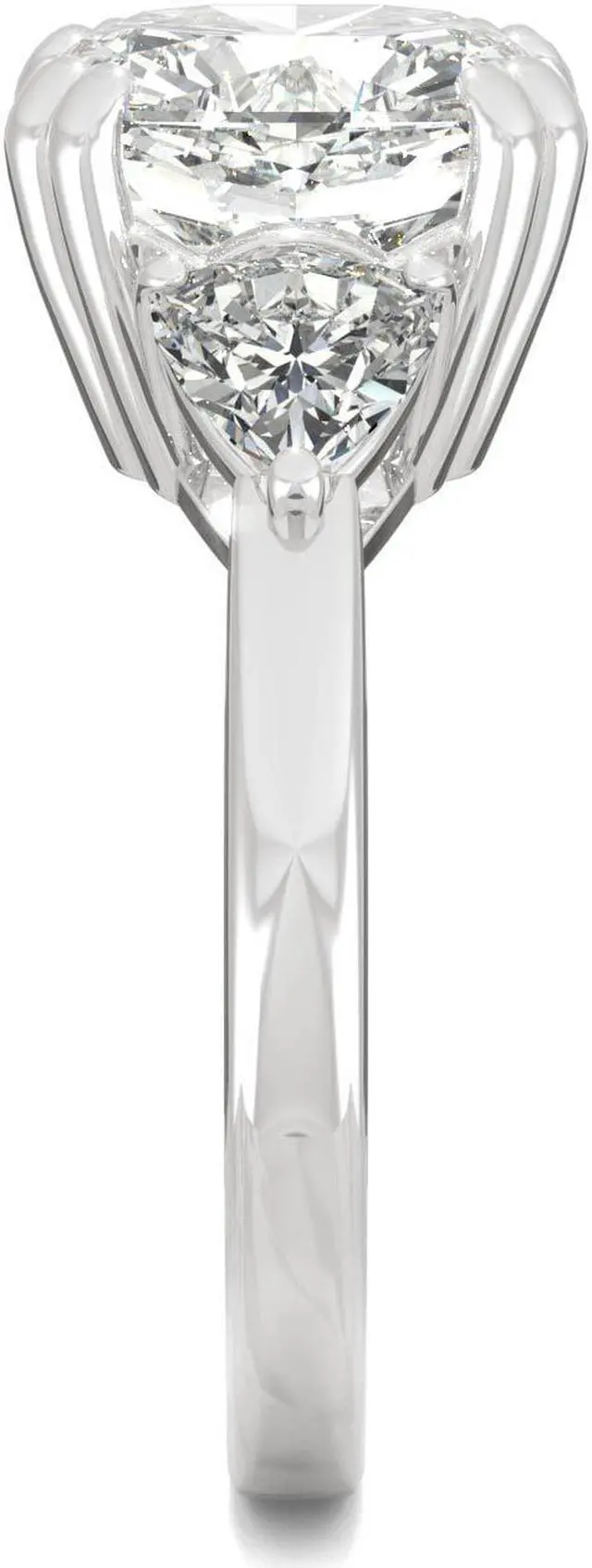 Alt view image 5 of 7 - 14K White Gold Moissanite by Charles & Colvard 9.5mm Cushion Engagement Ring-size 5 5.00cttw DEW