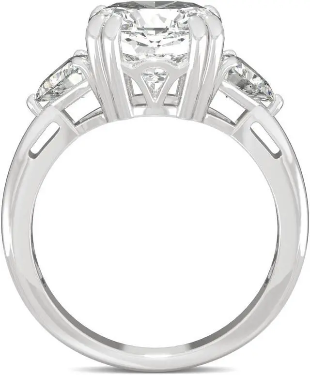 Alt view image 3 of 7 - 14K White Gold Moissanite by Charles & Colvard 9.5mm Cushion Engagement Ring-size 5 5.00cttw DEW