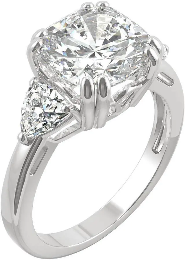 Alt view image 2 of 7 - 14K White Gold Moissanite by Charles & Colvard 9.5mm Cushion Engagement Ring-size 5 5.00cttw DEW