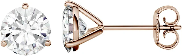 Main image of 14K Rose Gold Moissanite by Charles & Colvard 6.5mm Round Stud Earrings, 2.00cttw DEW