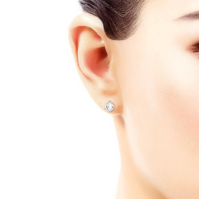 Alt view image 5 of 7 - 14K Rose Gold Moissanite by Charles & Colvard 6.5mm Round Stud Earrings, 2.00cttw DEW