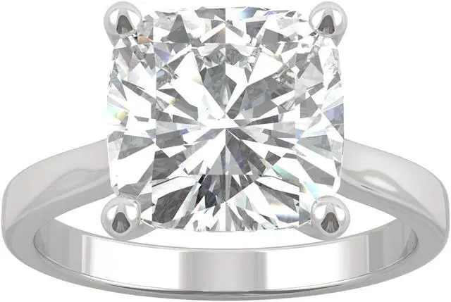 Main image of 14K White Gold Moissanite by Charles & Colvard 9.5mm Cushion Engagement Ring-size 5 4.20ct DEW