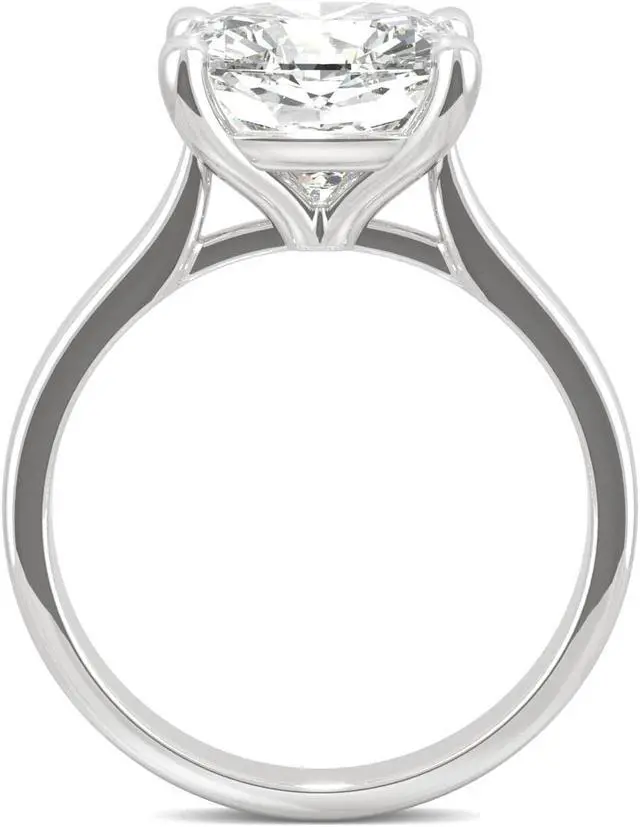 Alt view image 3 of 7 - 14K White Gold Moissanite by Charles & Colvard 9.5mm Cushion Engagement Ring-size 5 4.20ct DEW