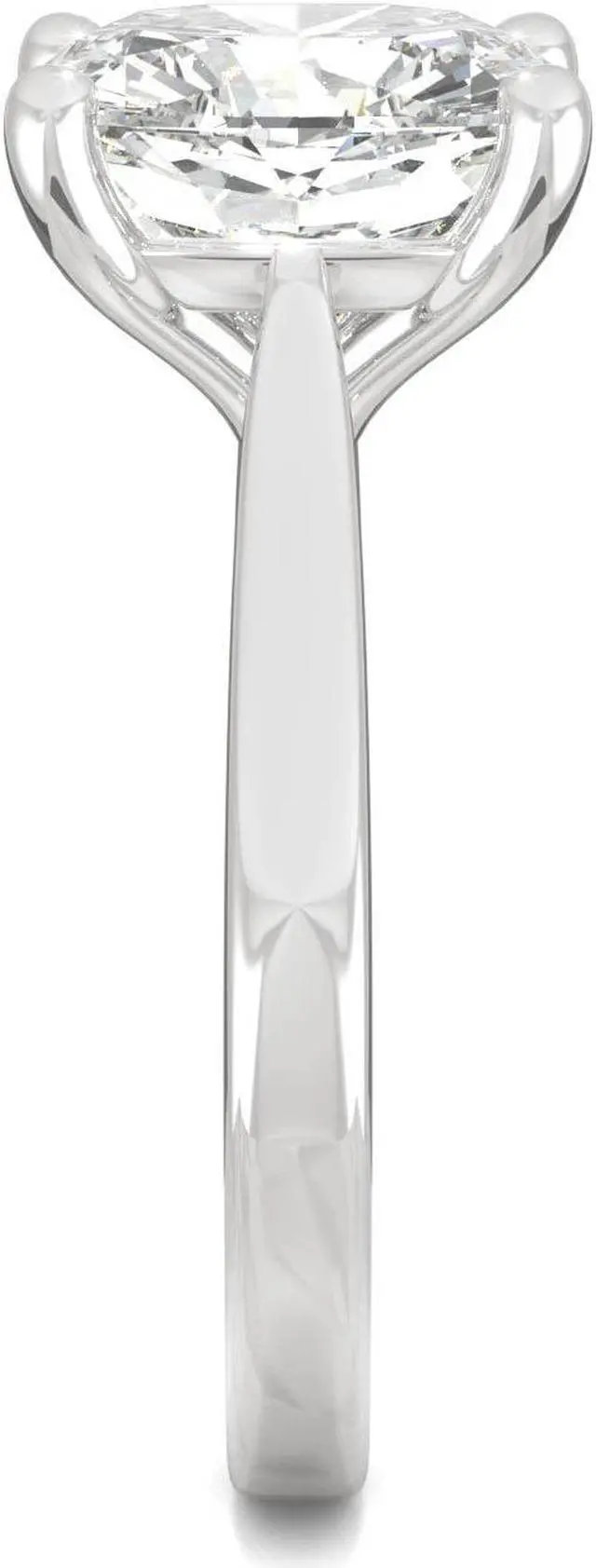 Alt view image 5 of 7 - 14K White Gold Moissanite by Charles & Colvard 9.5mm Cushion Engagement Ring-size 5 4.20ct DEW