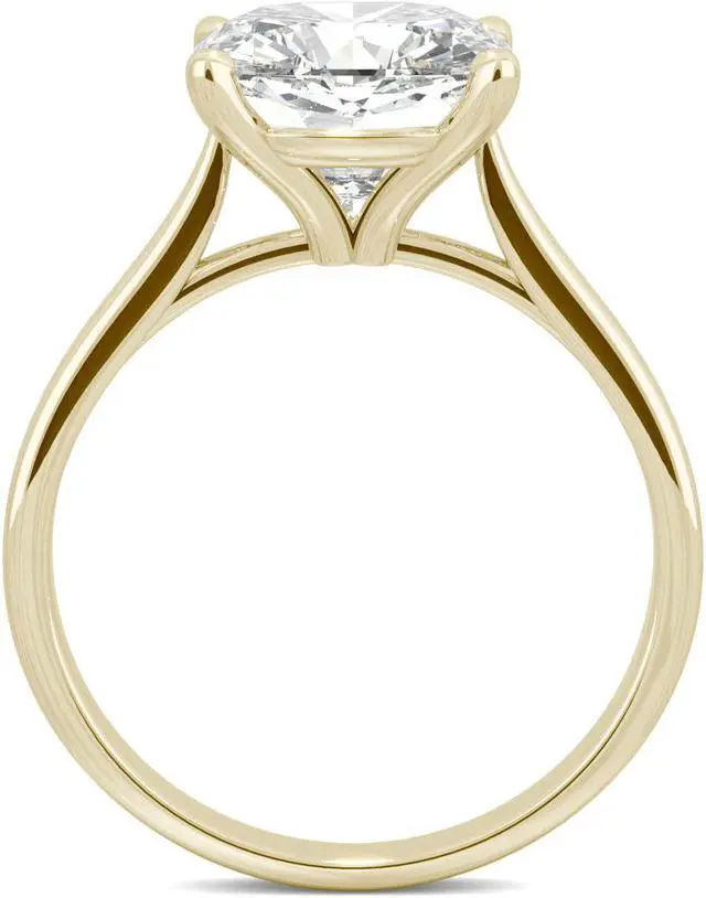 Alt view image 3 of 7 - 14K Yellow Gold Moissanite by Charles & Colvard 9.0mm Cushion Solitaire Ring- size 9 3.30ct DEW
