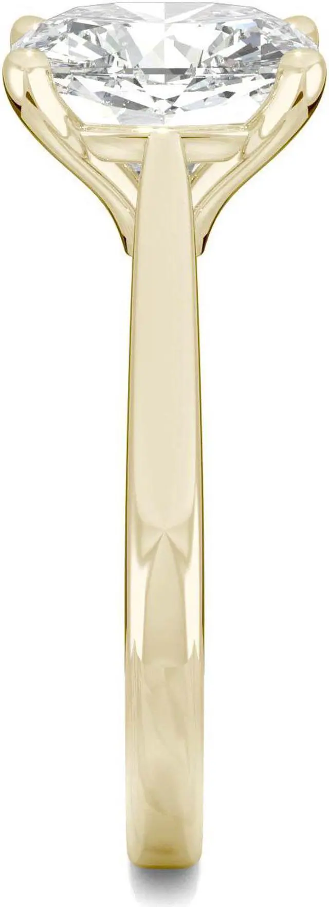 Alt view image 5 of 7 - 14K Yellow Gold Moissanite by Charles & Colvard 9.0mm Cushion Solitaire Ring- size 9 3.30ct DEW