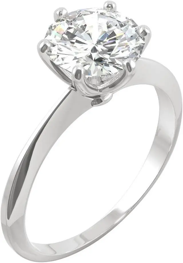 Alt view image 2 of 7 - White Gold Moissanite by Charles & Colvard 8mm Round Solitaire Engagement Ring-size 6 1.90ct DEW