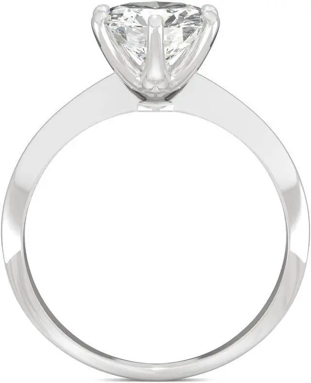 Alt view image 3 of 7 - White Gold Moissanite by Charles & Colvard 8mm Round Solitaire Engagement Ring-size 6 1.90ct DEW