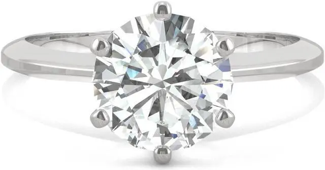 Alt view image 4 of 7 - White Gold Moissanite by Charles & Colvard 8mm Round Solitaire Engagement Ring-size 6 1.90ct DEW