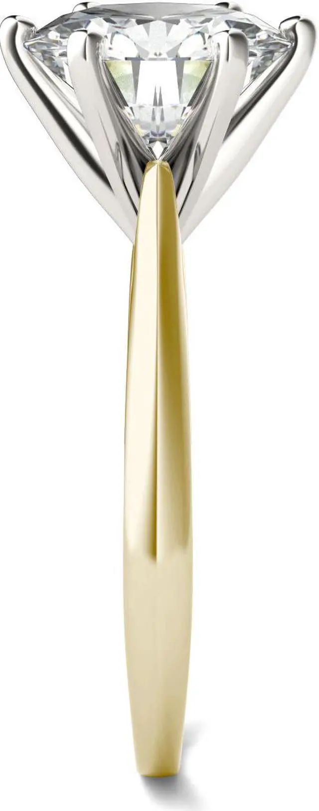 Alt view image 5 of 7 - 14K Yellow Gold Moissanite by Charles & Colvard 9.5mm Round Engagement Ring-size 5 3.10ct DEW