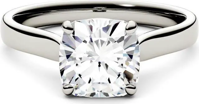 Main image of 14K White Gold Moissanite by Charles & Colvard 7.5mm Cushion Engagement Ring-size 9 2.00ct DEW