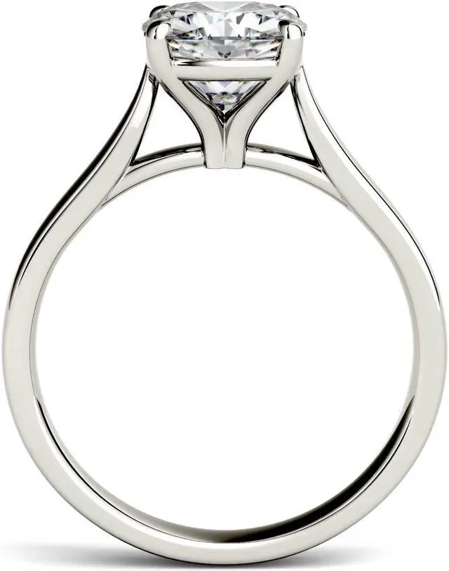 Alt view image 2 of 7 - 14K White Gold Moissanite by Charles & Colvard 7.5mm Cushion Engagement Ring-size 9 2.00ct DEW