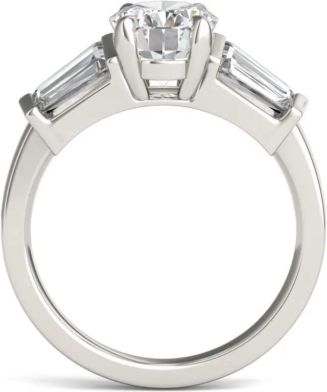 Alt view image 3 of 7 - 14K White Gold Moissanite by Charles & Colvard 9x7mm Oval Engagement Ring-size 6 3.26cttw DEW
