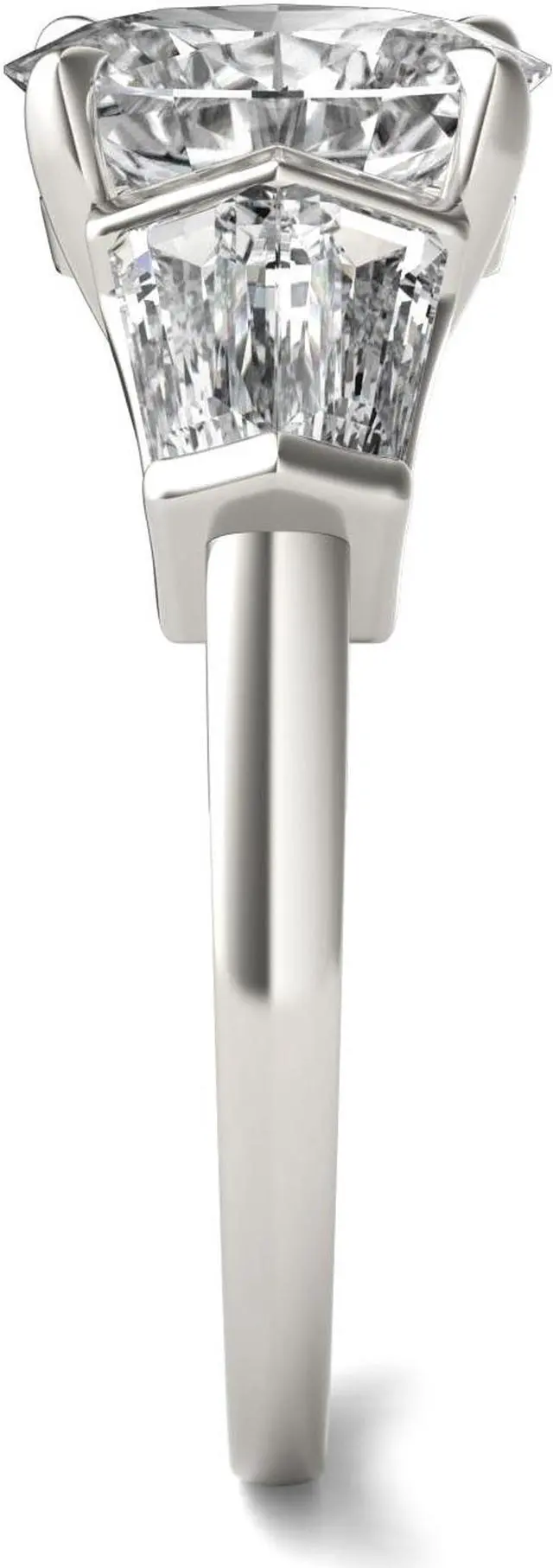 Alt view image 5 of 7 - 14K White Gold Moissanite by Charles & Colvard 9x7mm Oval Engagement Ring-size 6 3.26cttw DEW