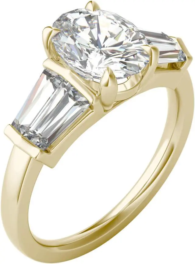 Alt view image 2 of 7 - 14K Yellow Gold Moissanite by Charles & Colvard 9x7mm Oval Engagement Ring-size 7 3.26cttw DEW