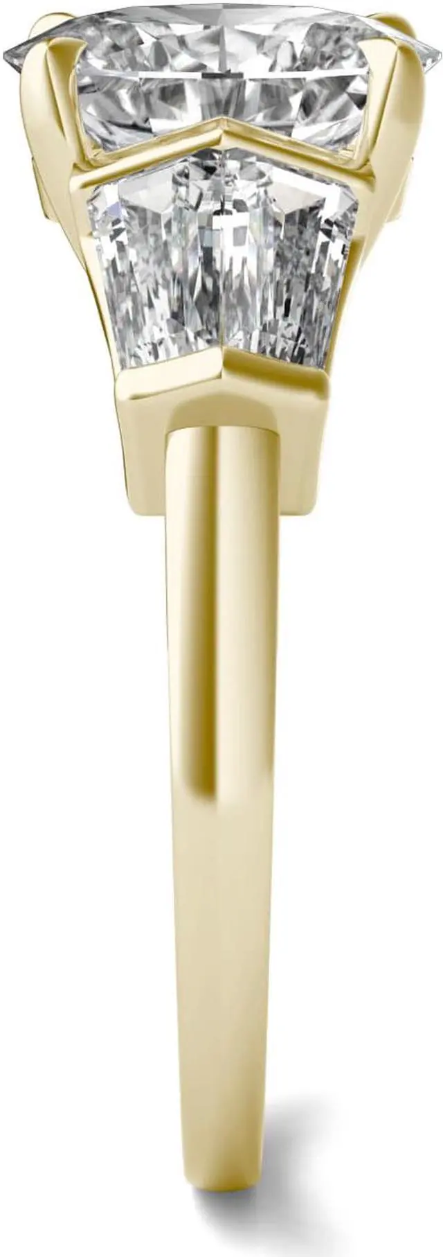 Alt view image 5 of 7 - 14K Yellow Gold Moissanite by Charles & Colvard 9x7mm Oval Engagement Ring-size 7 3.26cttw DEW