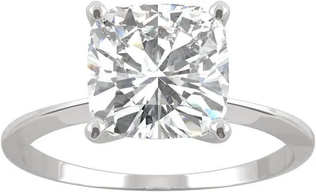 Main image of White Gold Moissanite by Charles & Colvard 8mm Cushion Solitaire Engagement Ring-size 8 2.40ct DEW