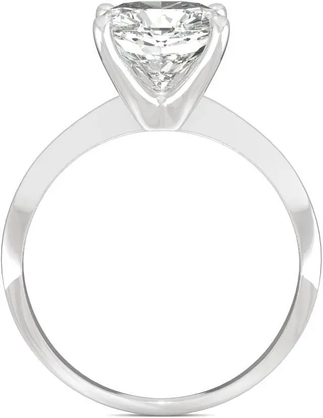 Alt view image 3 of 7 - White Gold Moissanite by Charles & Colvard 8mm Cushion Solitaire Engagement Ring-size 8 2.40ct DEW