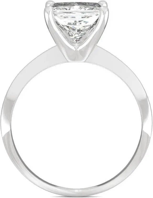 Alt view image 3 of 7 - 14K White Gold Moissanite by Charles & Colvard 7mm Princess Cut Engagement Ring-size 7 1.92ct DEW