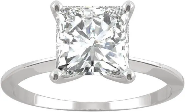 Main image of 14K White Gold Moissanite by Charles & Colvard 7mm Princess Cut Engagement Ring-size 7 1.92ct DEW