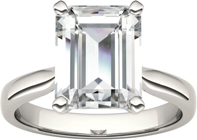 Main image of Moissanite by Charles & Colvard 10x8mm Emerald Moissanite Engagement Ring-size 9 3.55ct DEW