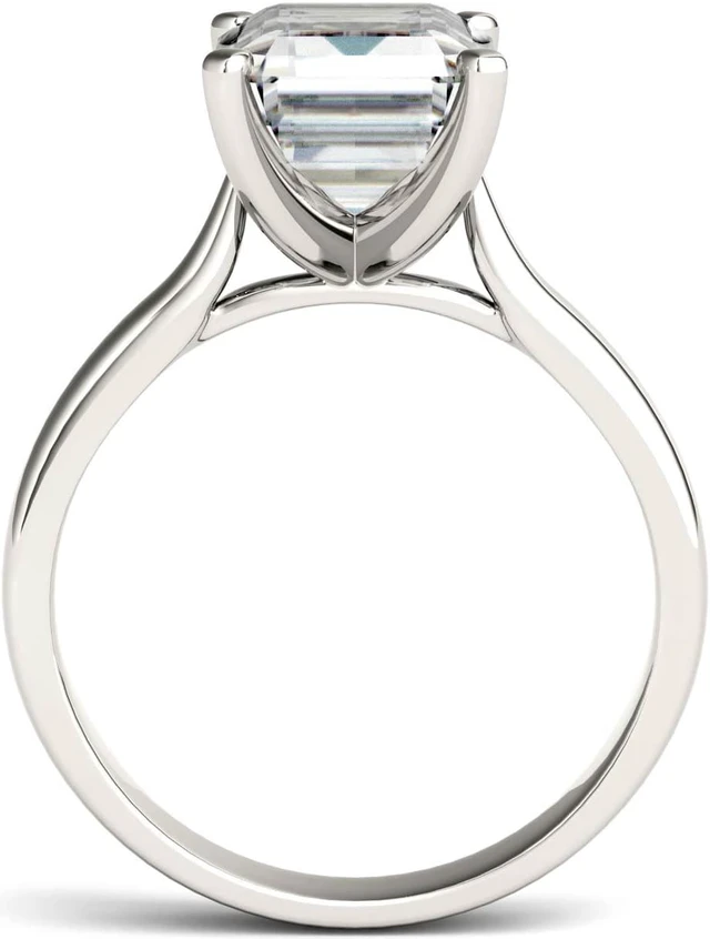 Alt view image 3 of 7 - Moissanite by Charles & Colvard 10x8mm Emerald Moissanite Engagement Ring-size 9 3.55ct DEW