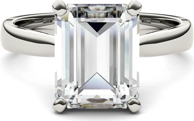 Alt view image 4 of 7 - Moissanite by Charles & Colvard 10x8mm Emerald Moissanite Engagement Ring-size 9 3.55ct DEW
