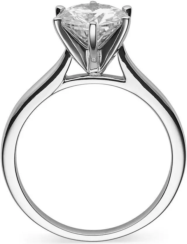 Alt view image 3 of 14 - 14K White Gold Moissanite by Charles & Colvard 9.5mm Round Engagement Ring-size 8 3.10ct DEW
