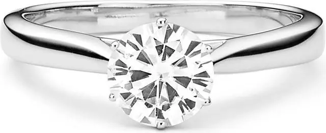 Alt view image 4 of 14 - 14K White Gold Moissanite by Charles & Colvard 9.5mm Round Engagement Ring-size 8 3.10ct DEW