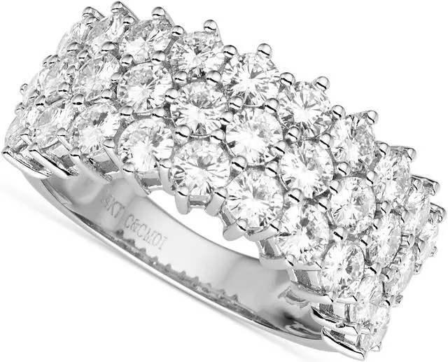 Main image of White Gold 3.0mm Moissanite by Charles & Colvard Round Three-Row Band Size 7 3.00cttw DEW