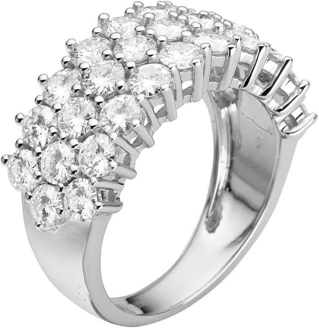 Alt view image 3 of 12 - White Gold 3.0mm Moissanite by Charles & Colvard Round Three-Row Band Size 7 3.00cttw DEW