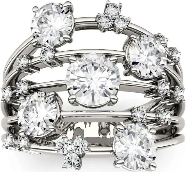 Main image of 14K White Gold Moissanite by Charles & Colvard Fashion Galaxy Ring- size 6 3.15cttw DEW