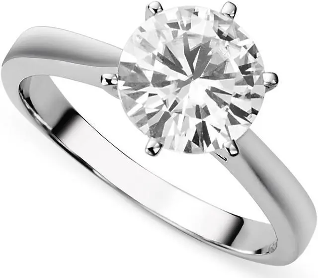 Main image of 14K White Gold Moissanite by Charles & Colvard 9.5mm Round Engagement Ring-size 8 3.10ct DEW