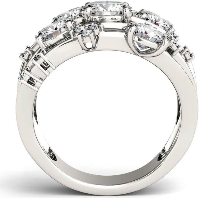 Alt view image 3 of 7 - 14K White Gold Moissanite by Charles & Colvard Fashion Galaxy Ring- size 6 3.15cttw DEW