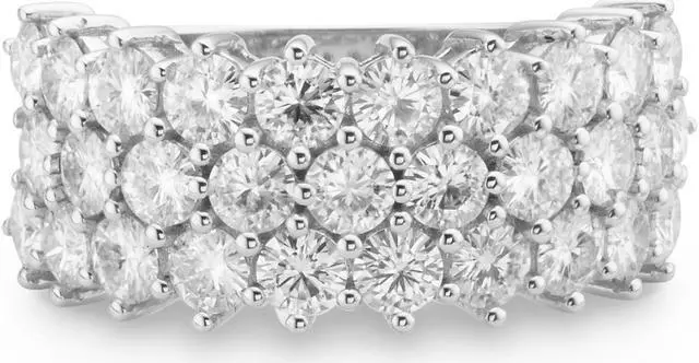 Alt view image 2 of 12 - White Gold 3.0mm Moissanite by Charles & Colvard Round Three-Row Band Size 7 3.00cttw DEW
