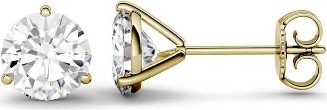 Main image of 14K Yellow Gold Moissanite by Charles & Colvard 5.0mm Round Stud Earrings, 1.00cttw DEW