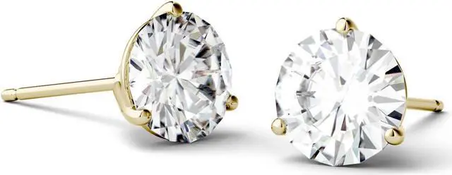 Alt view image 4 of 9 - 14K Yellow Gold Moissanite by Charles & Colvard 5.0mm Round Stud Earrings, 1.00cttw DEW