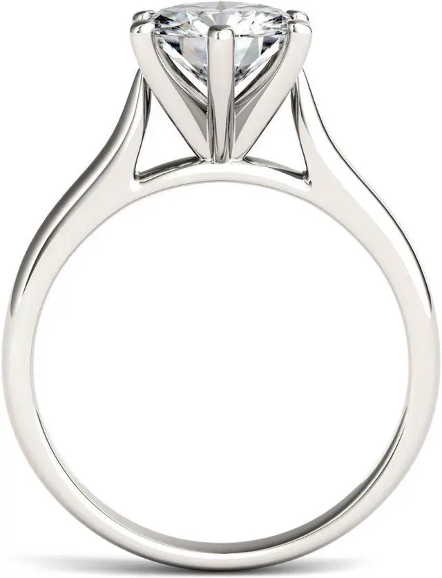 Alt view image 3 of 9 - White Gold 7.5mm Moissanite by Charles & Colvard 6 Prong Solitaire Engagement Ring-size 7 1.5ct DEW